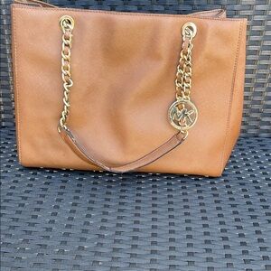 Michael Kors Brown Shoulder Bag with Gold Accents